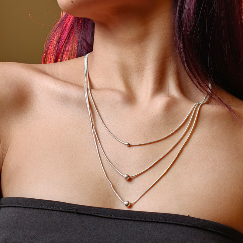 Jewellery photography — layered necklaces